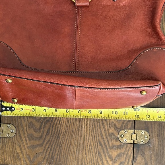 FRYE Ring Brown Cognac Leather Hobo Tote Purse - Picture 15 of 16